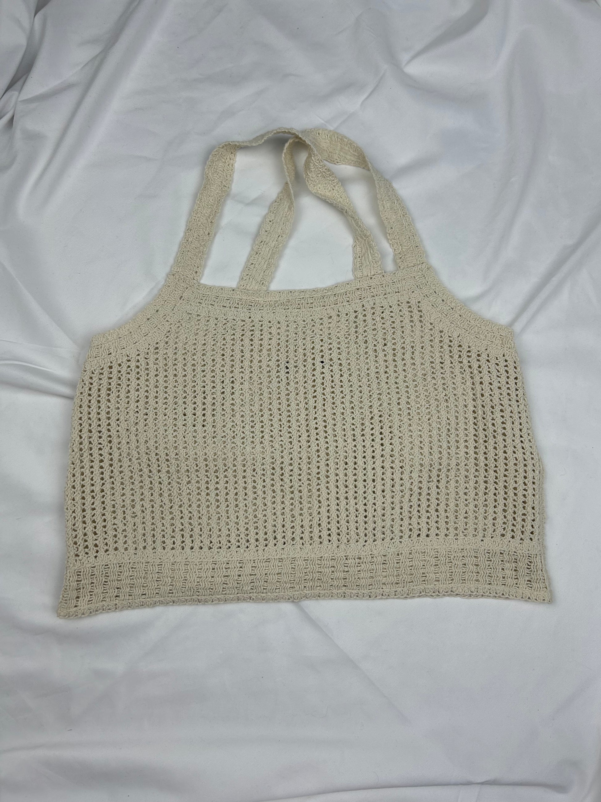 Cream knitted crochet top (S/M)