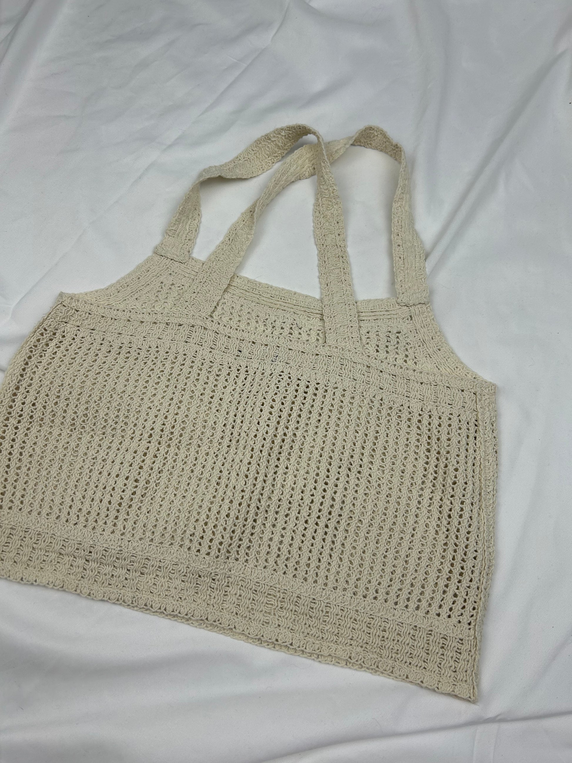 Cream knitted crochet top (S/M)