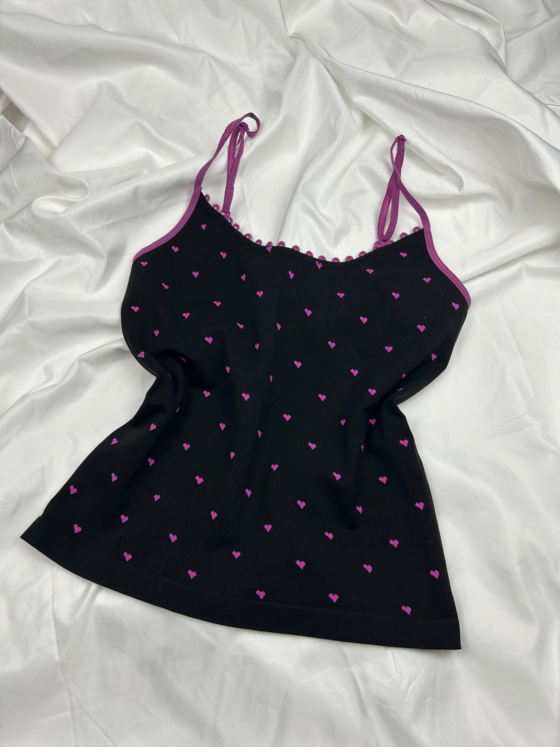 Black & pink stretchy cami top (M/L)