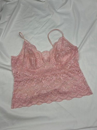 Pink see trough lace bralette (M)