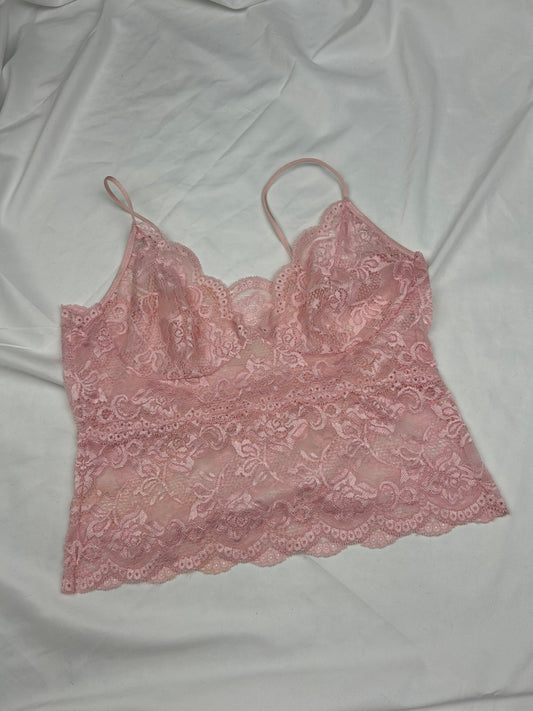 Pink see trough lace bralette (M)