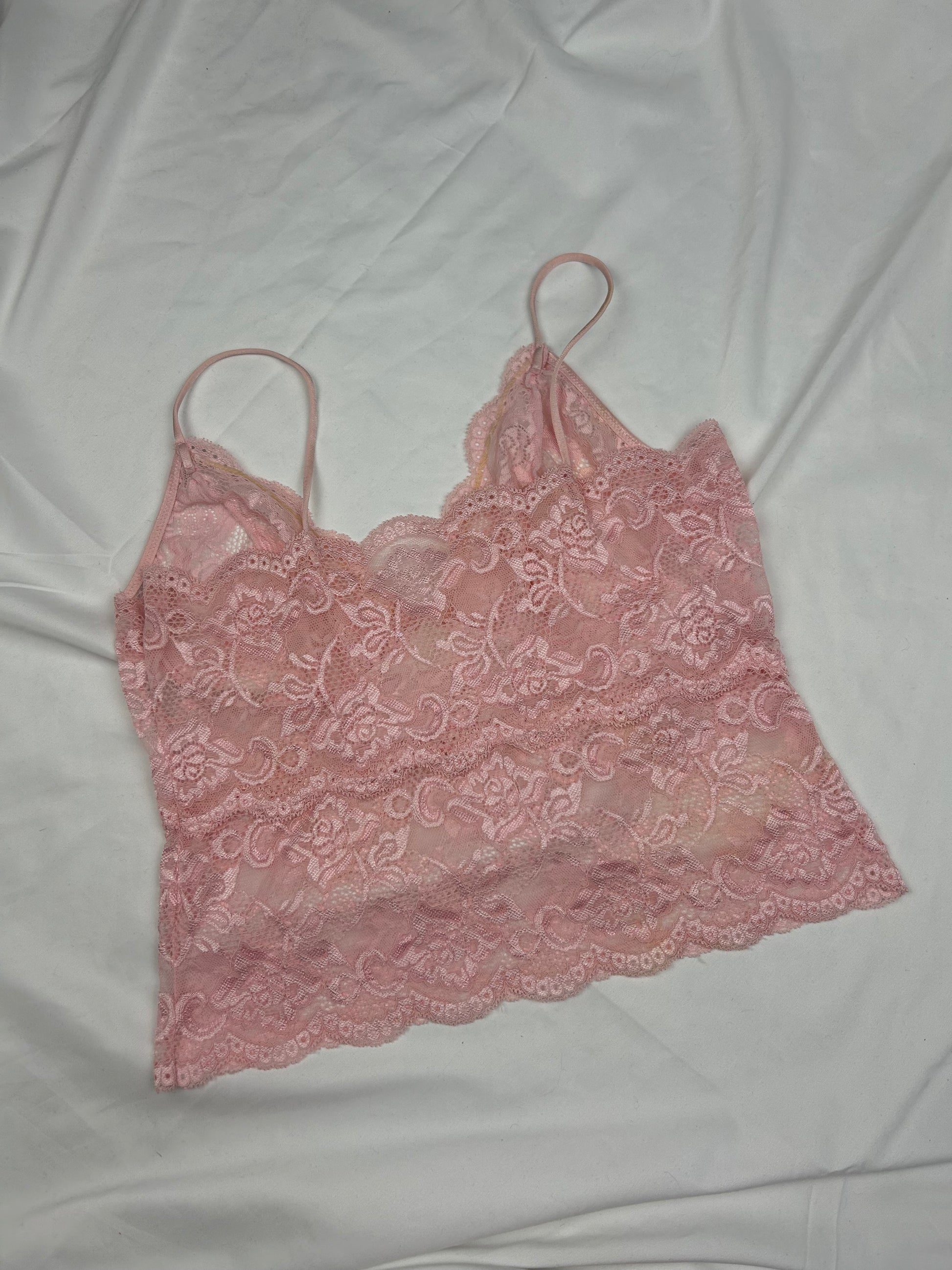 Pink see trough lace bralette (M)