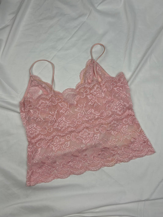 Pink see trough lace bralette (M)