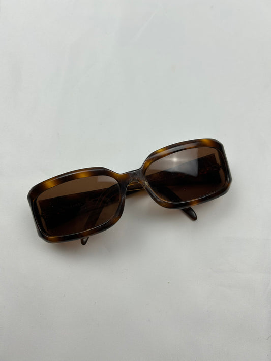 Brown 2000s rhinestone logo sunglasses (with prescription)