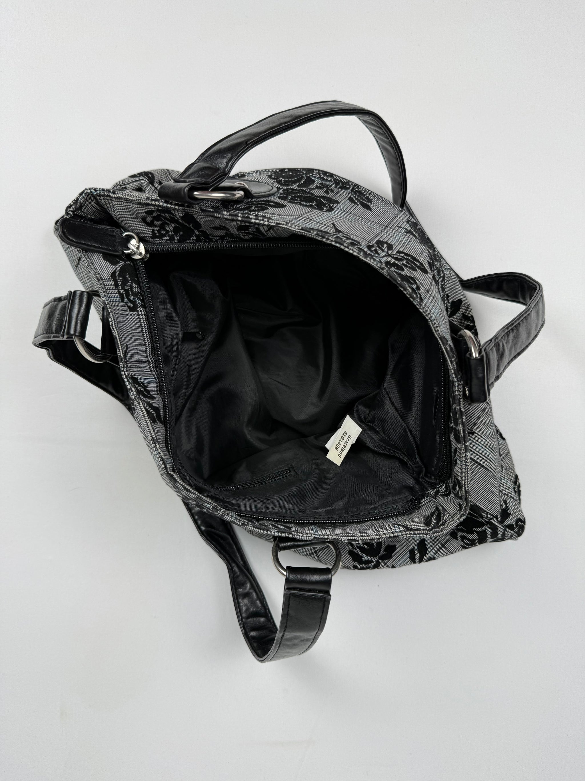Grey check print shoulder bag (33x38cm)