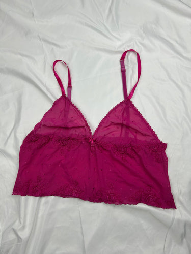 Pink mesh babydoll cami top (M/L)