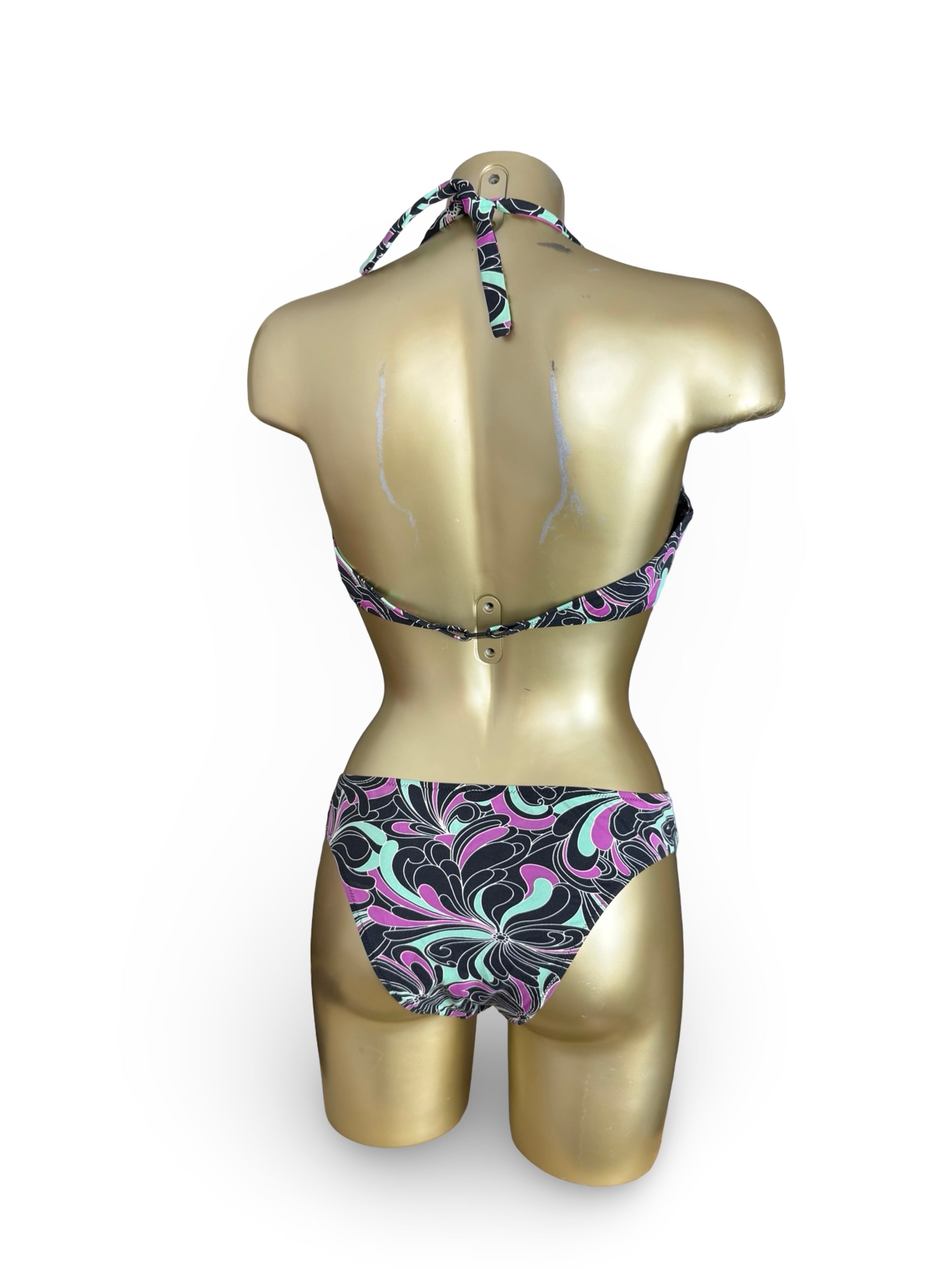 Purple graphic low rise bikini set (XL)