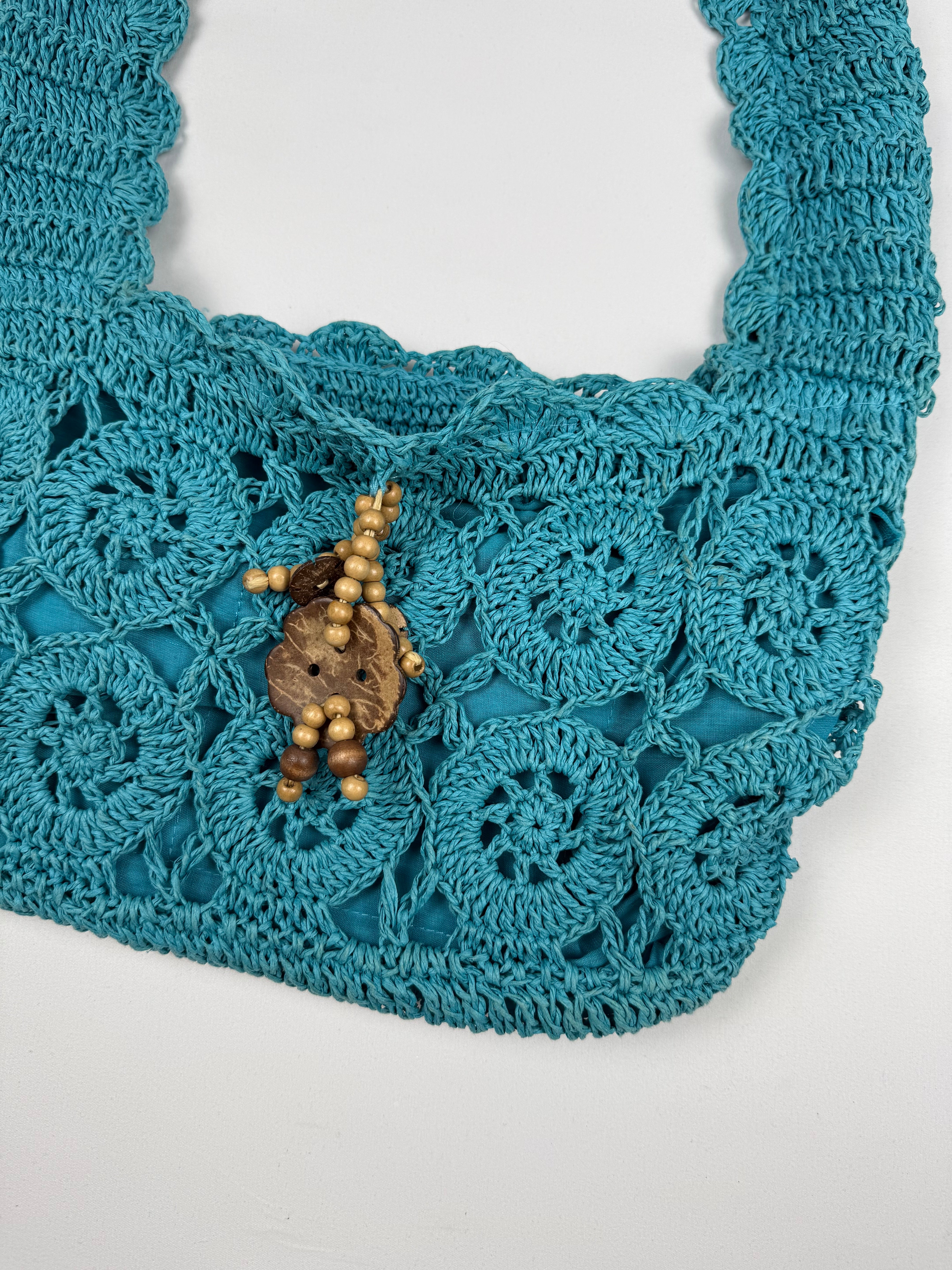 Blue crochet besace bag (20x34cm)
