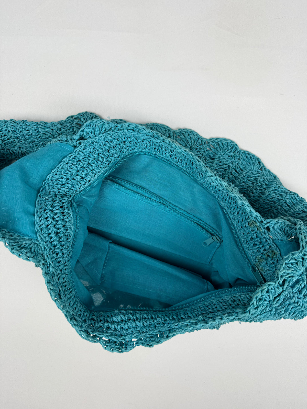 Blue crochet besace bag (20x34cm)
