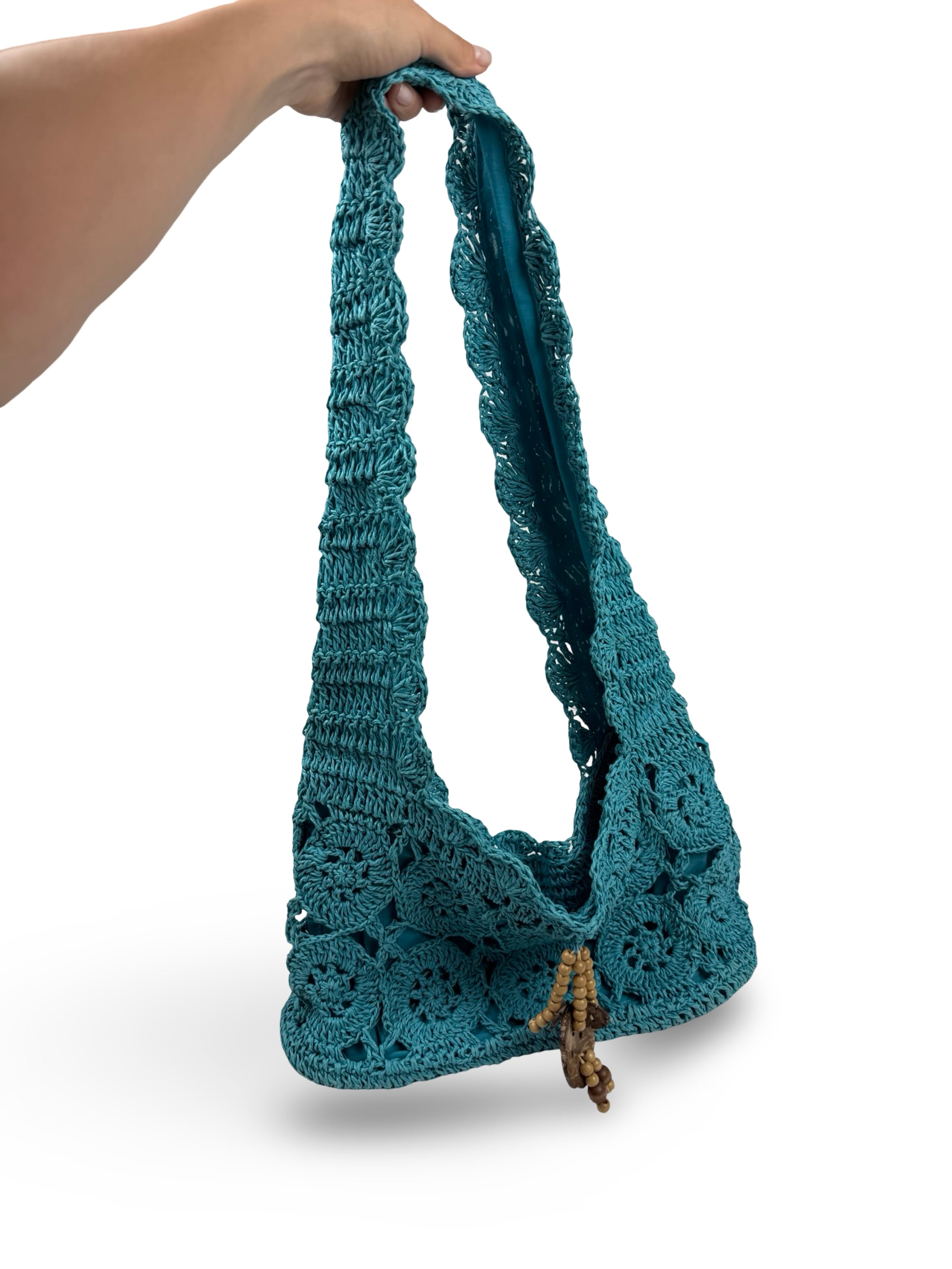 Blue crochet besace bag (20x34cm)