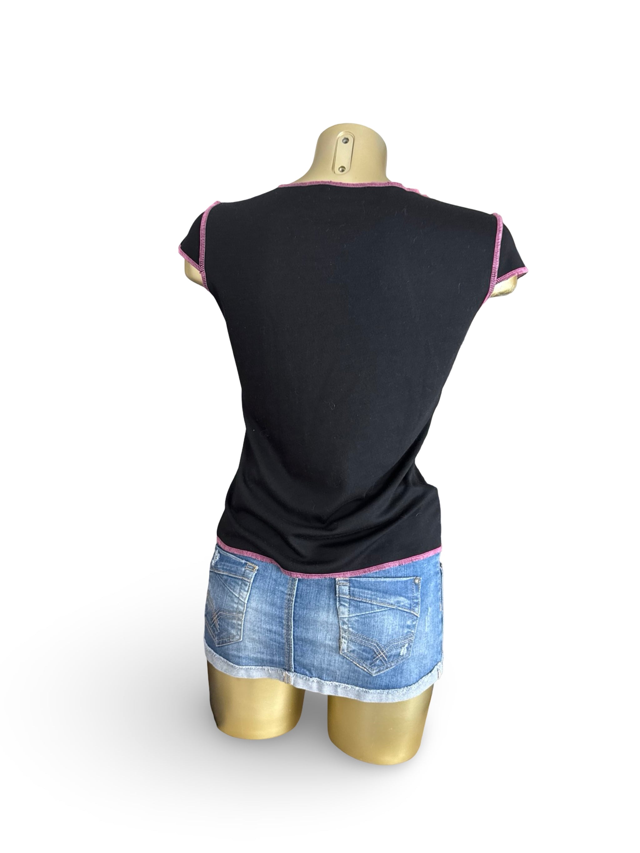 Black & pink cotton tee (XL)