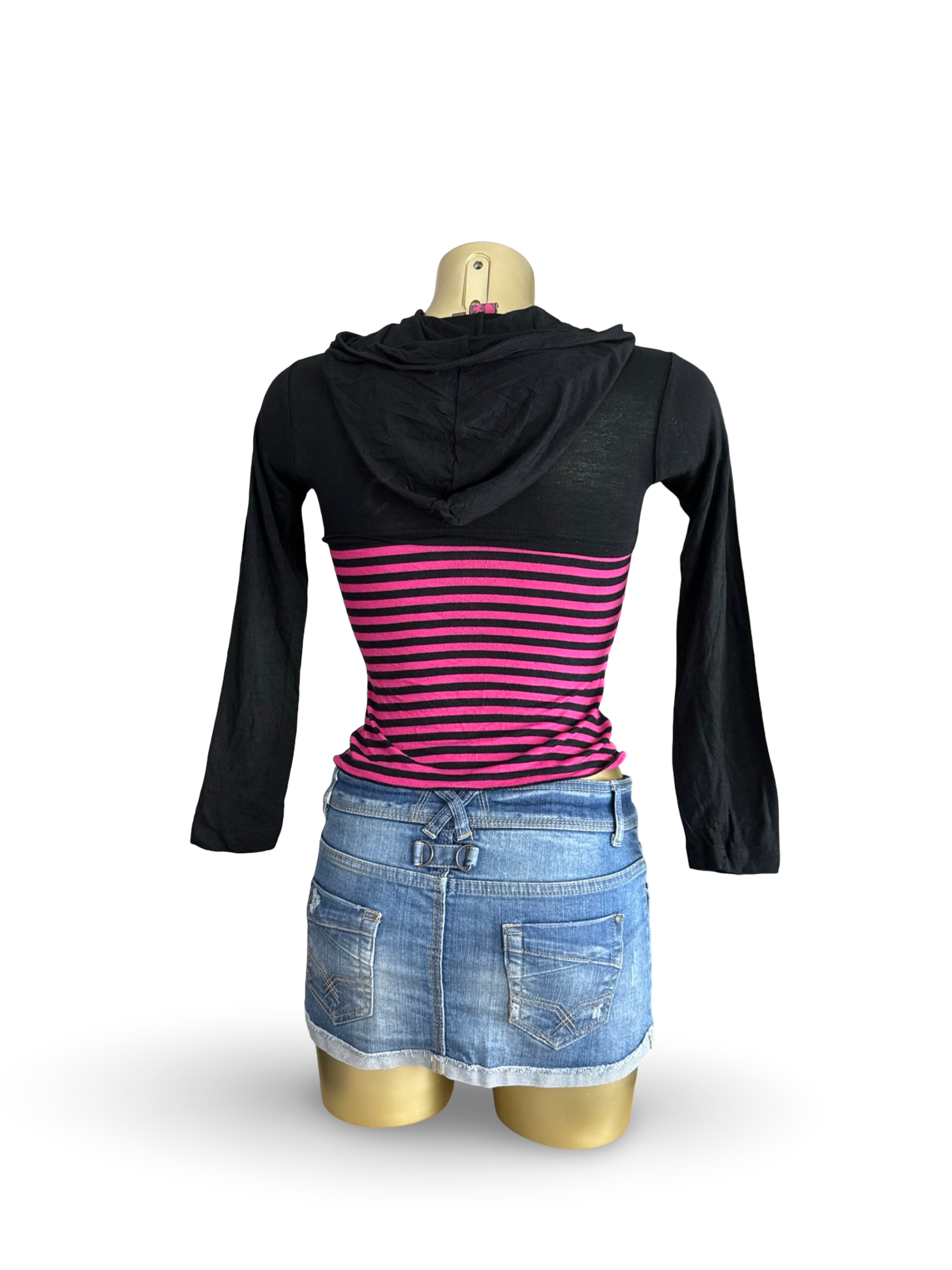 Black striped 2 in 1 long sleeves top (XS)