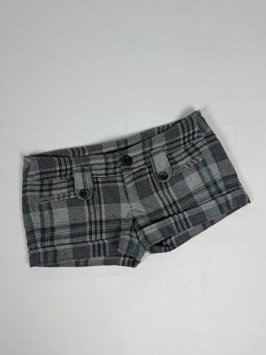 Grey check print low rise mini short (M)