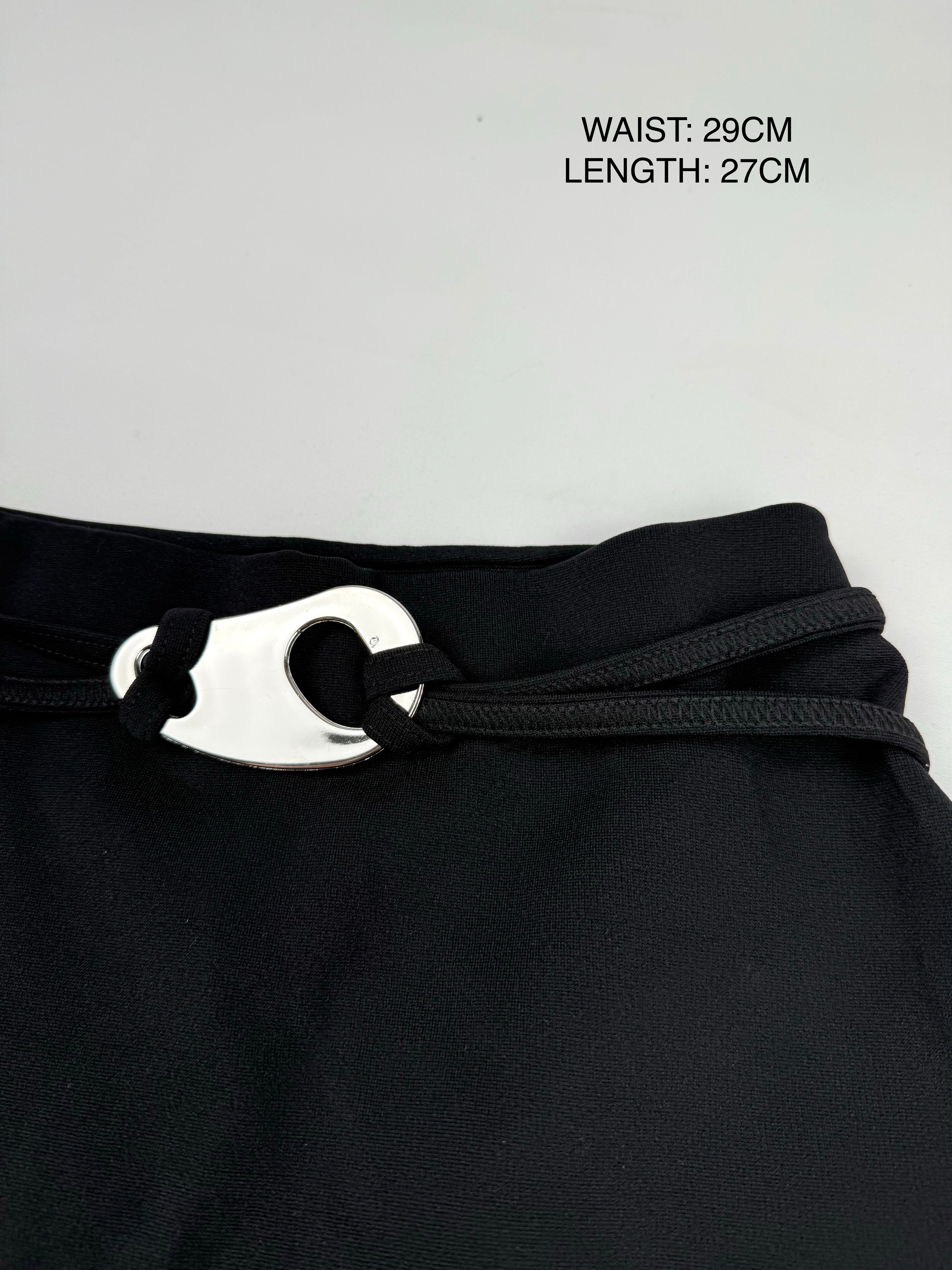 Black low rise mini skirt with buckle belt (XS)