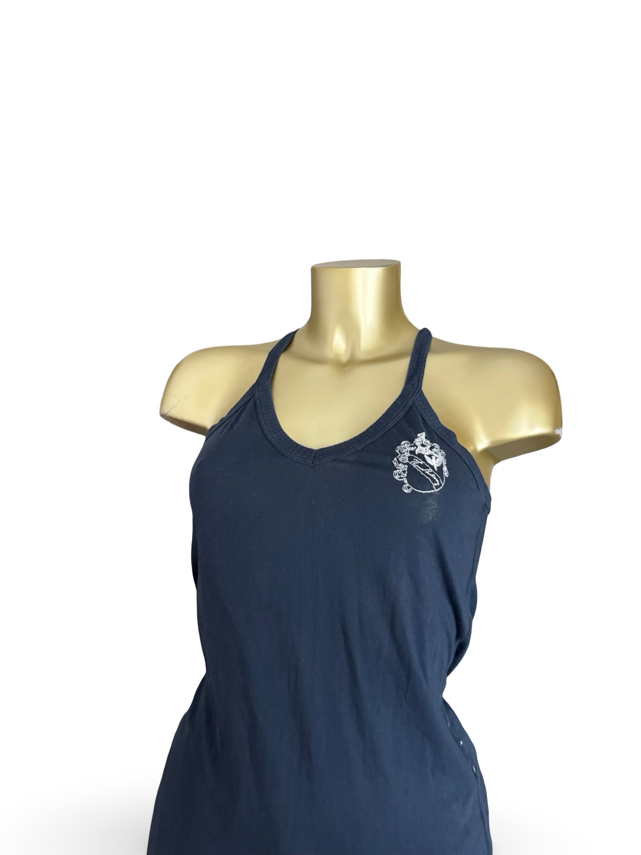 Navy 100% cotton tank top with logo (XS/S)