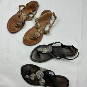 Real leather metallic pearls summer sandals (36)