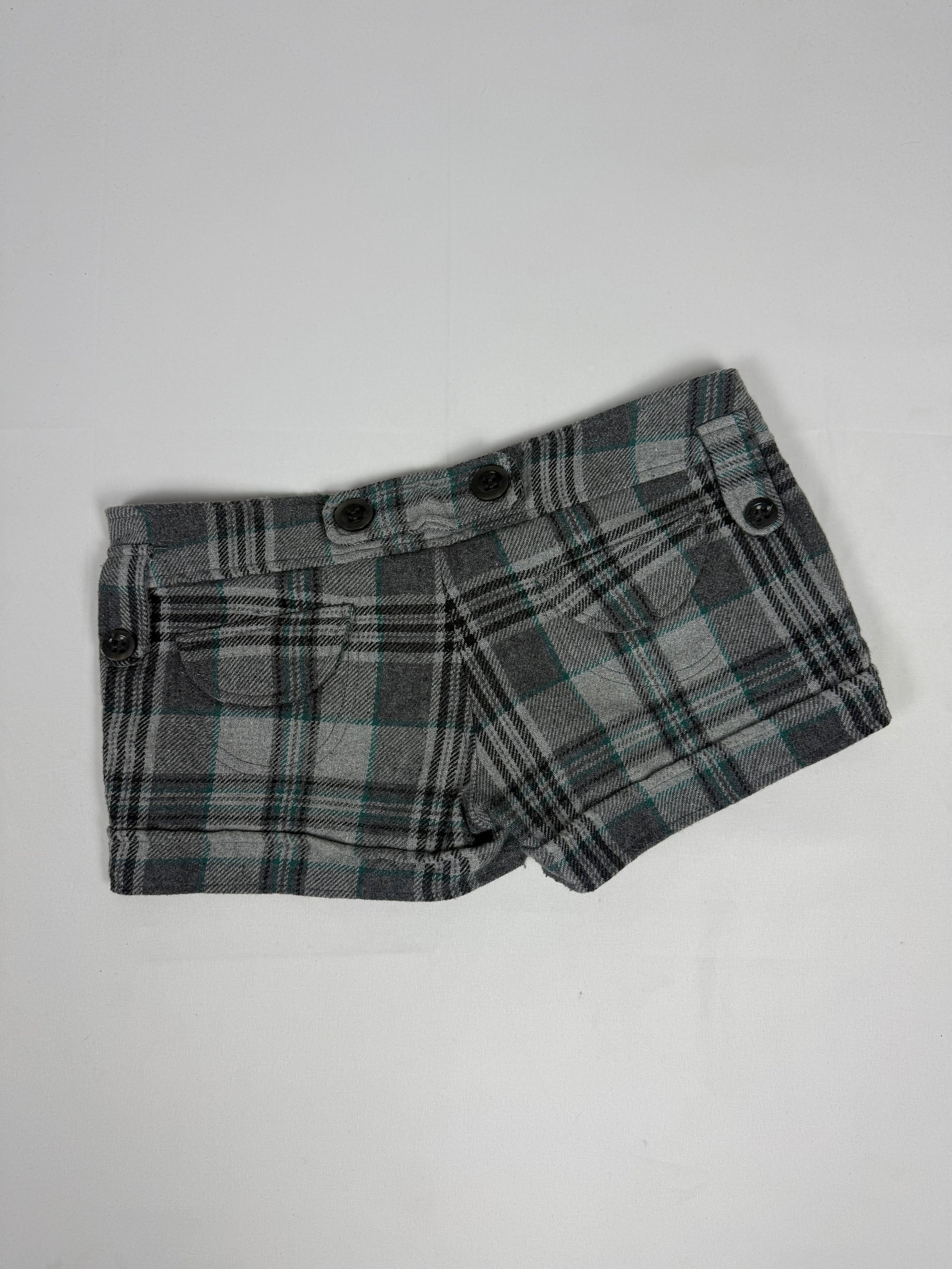 Grey check print low rise mini short (M)