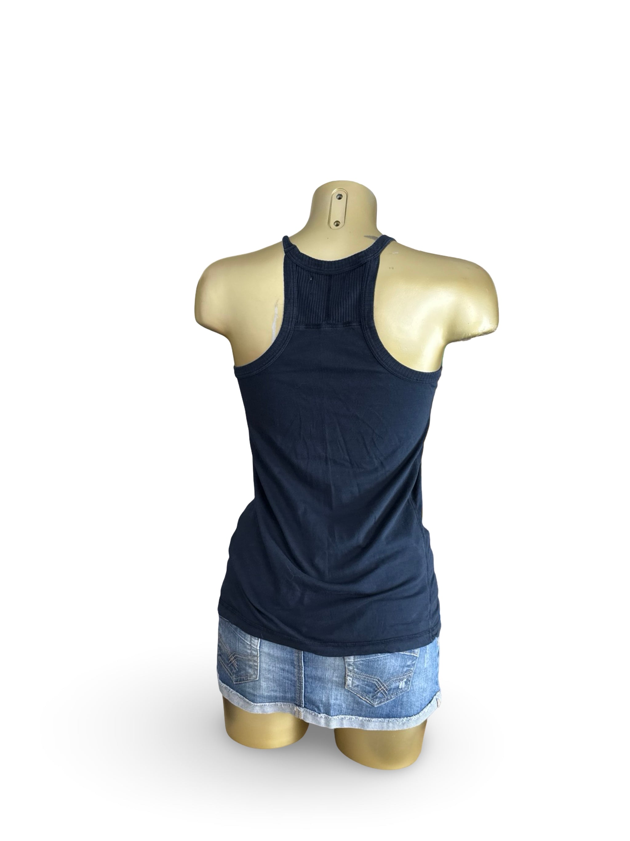 Navy 100% cotton tank top with logo (XS/S)
