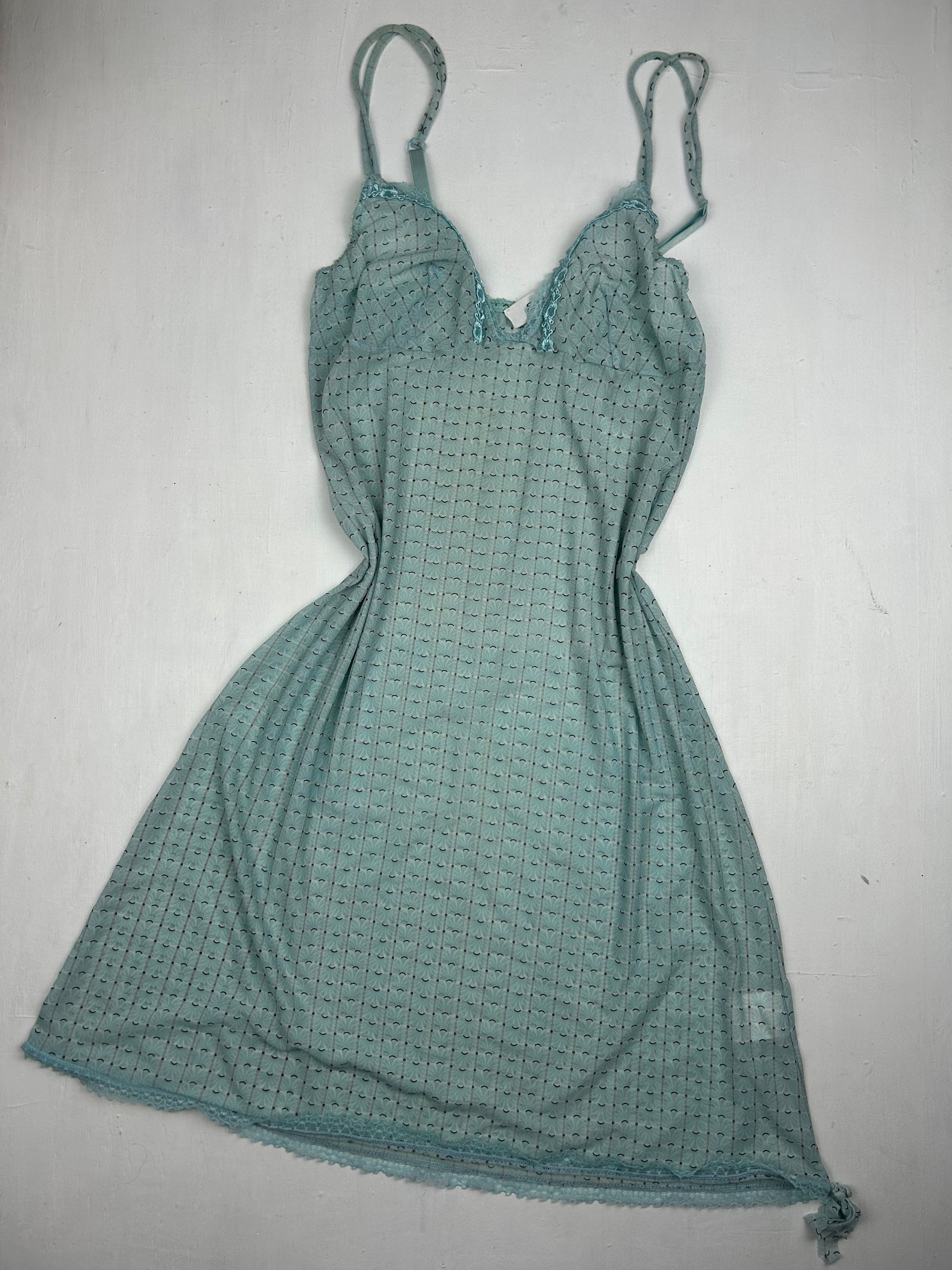 Baby blue satin babydoll mini dress (M)