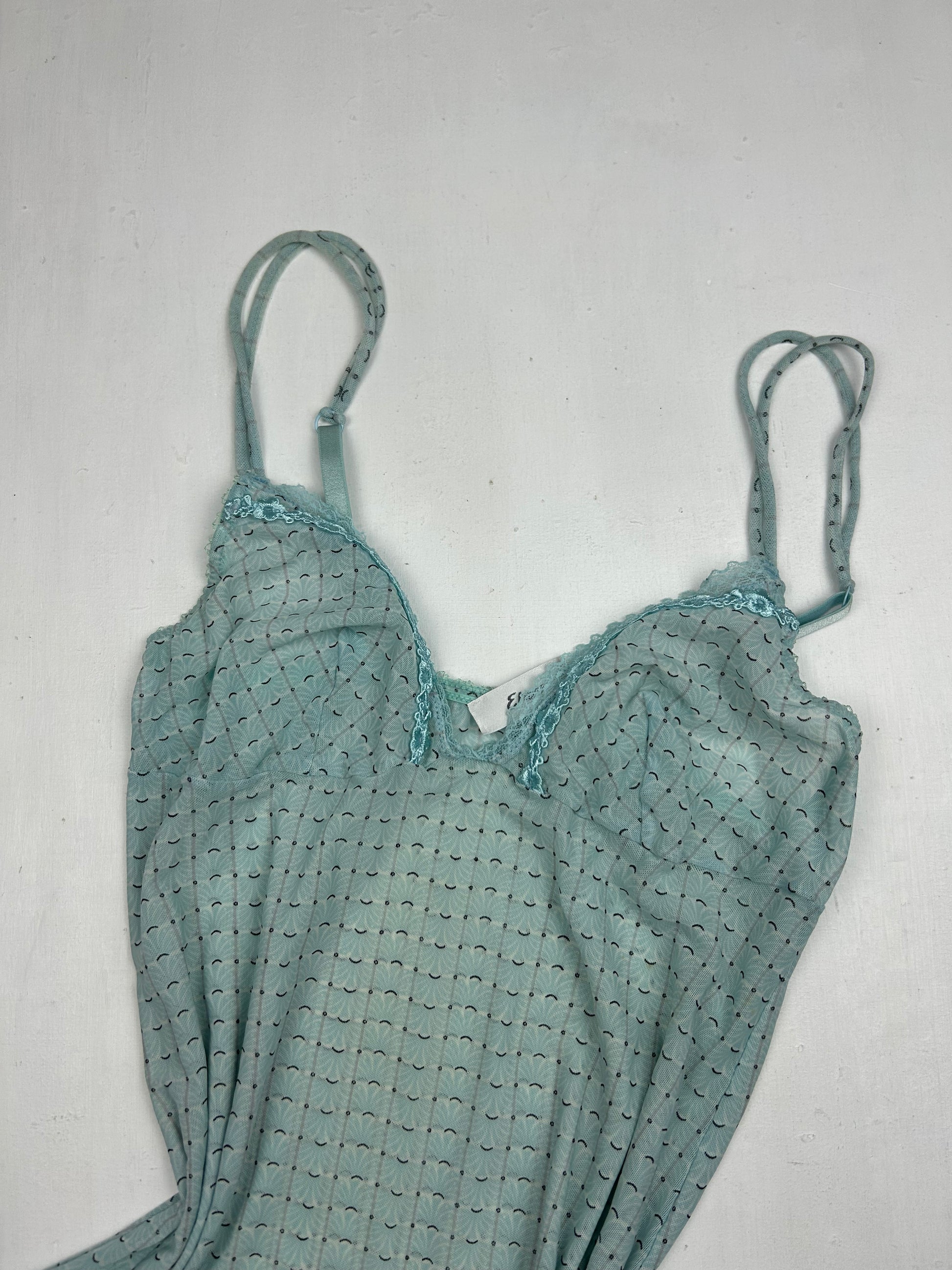 Baby blue satin babydoll mini dress (M)