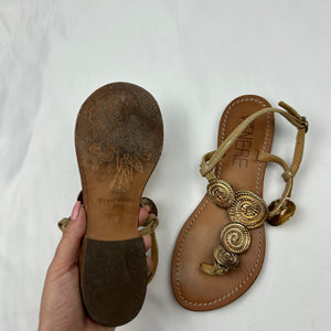 Real leather metallic pearls summer sandals (36)