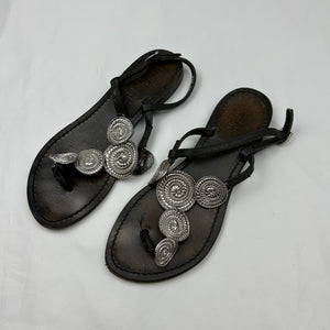 Real leather metallic pearls summer sandals (36)