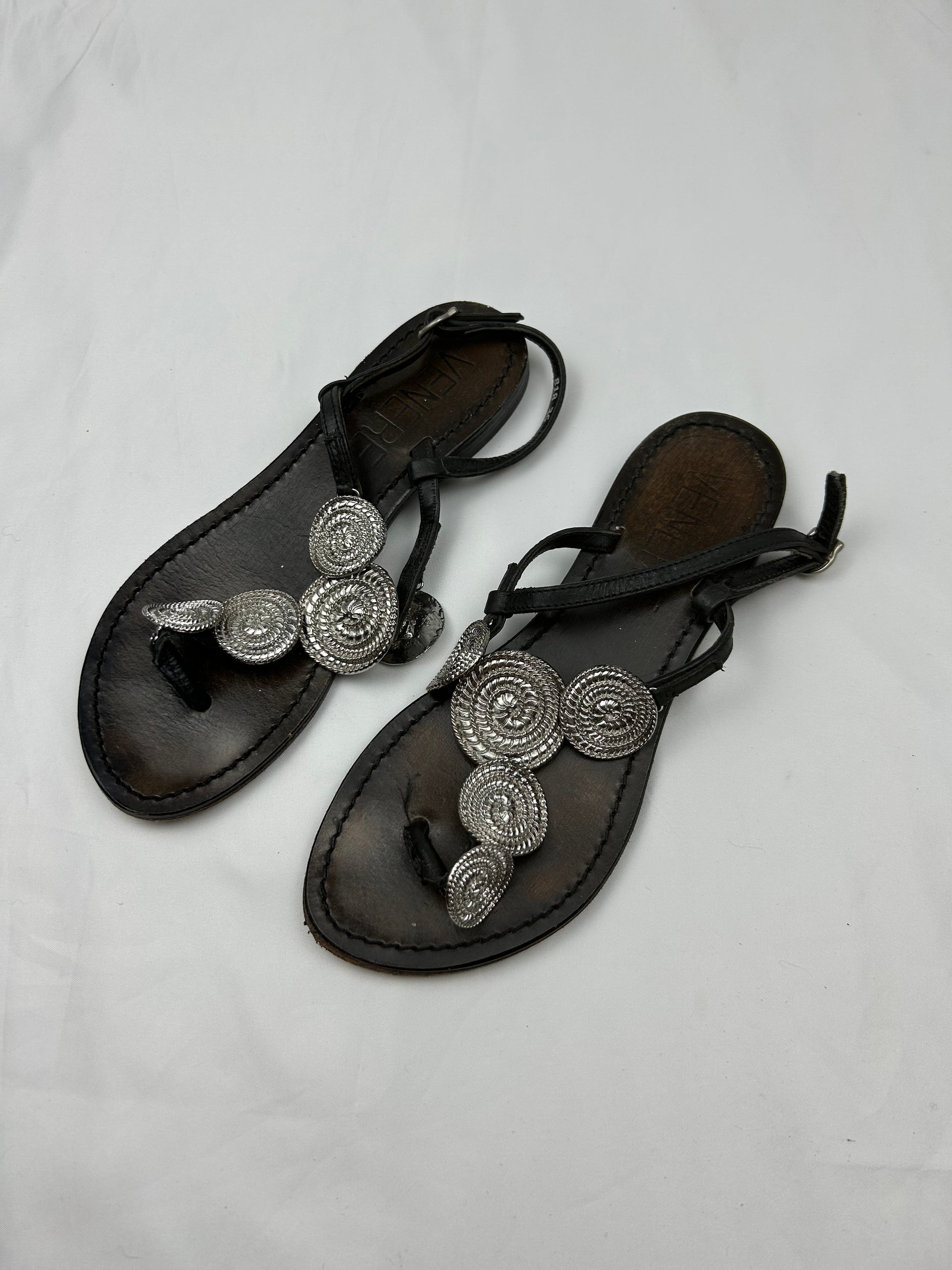 Real leather metallic pearls summer sandals (36)