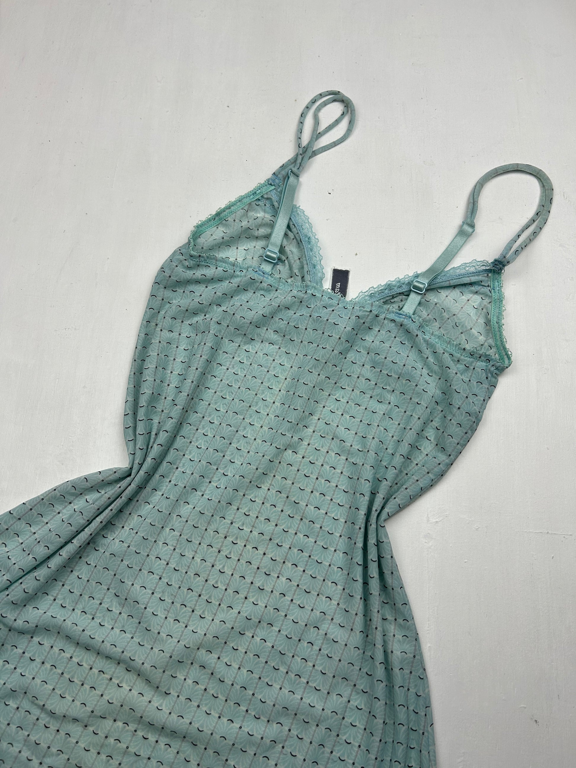Baby blue satin babydoll mini dress (M)