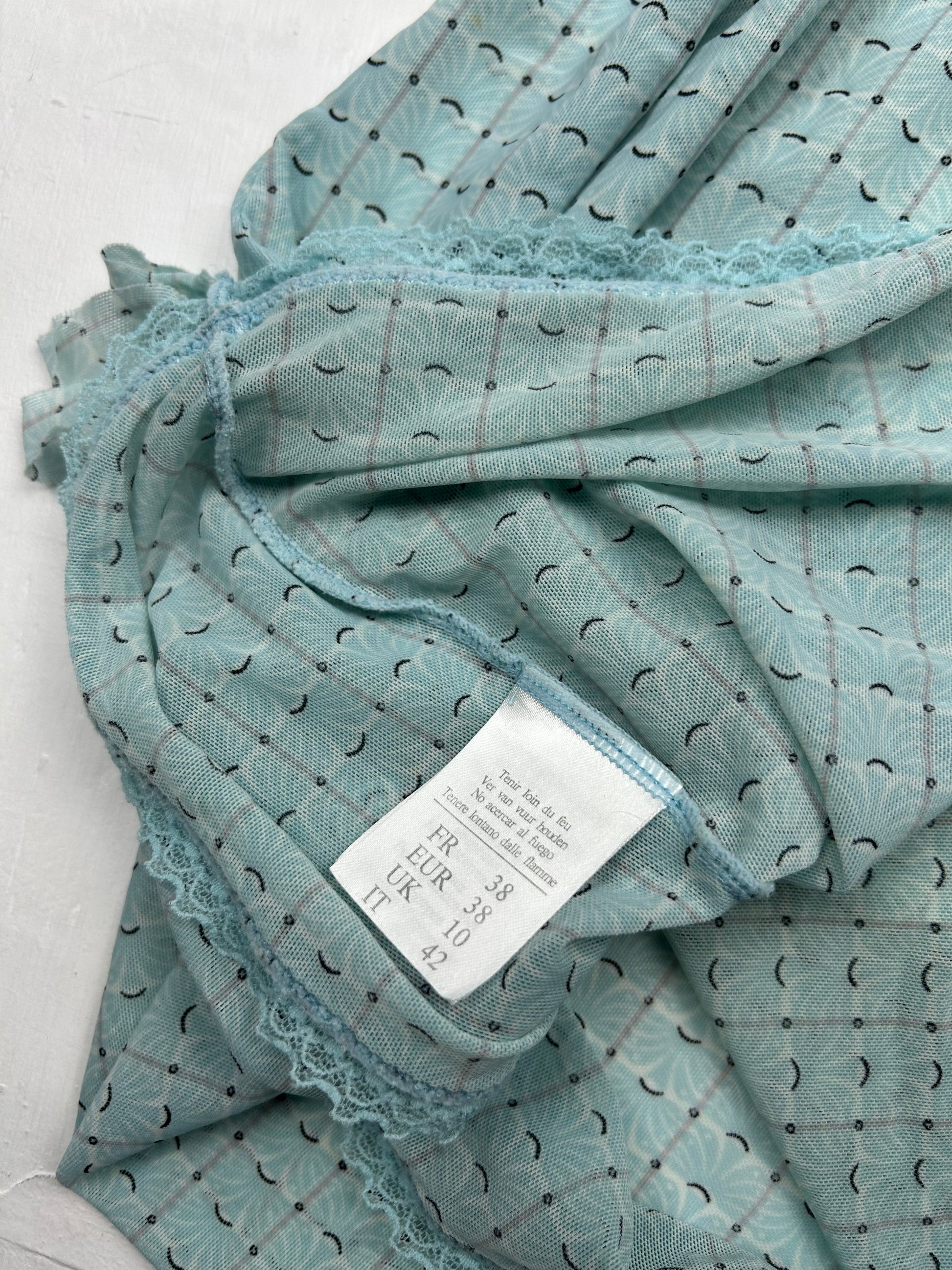 Baby blue satin babydoll mini dress (M)