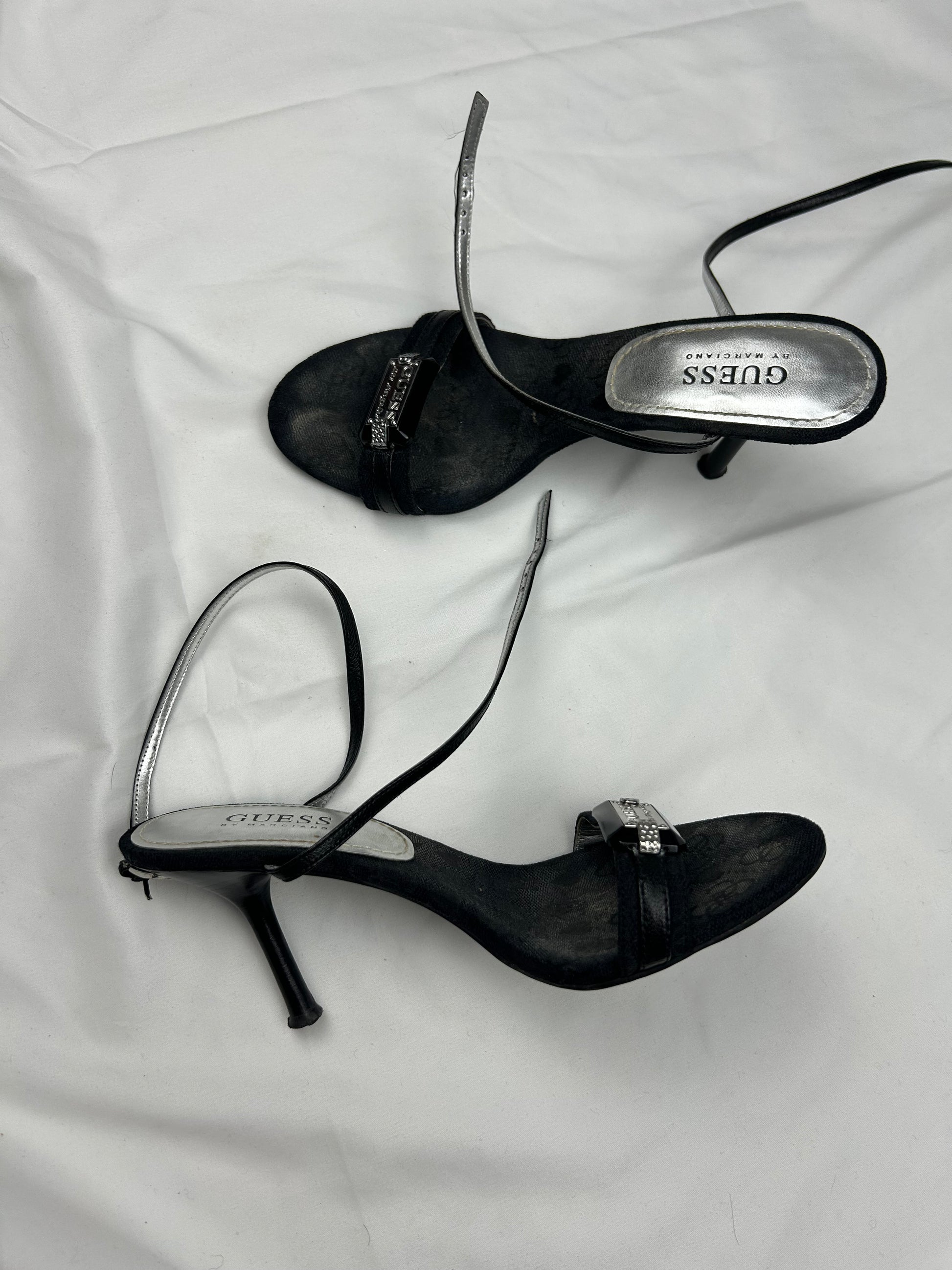 Grey real leather kitten heels (36)