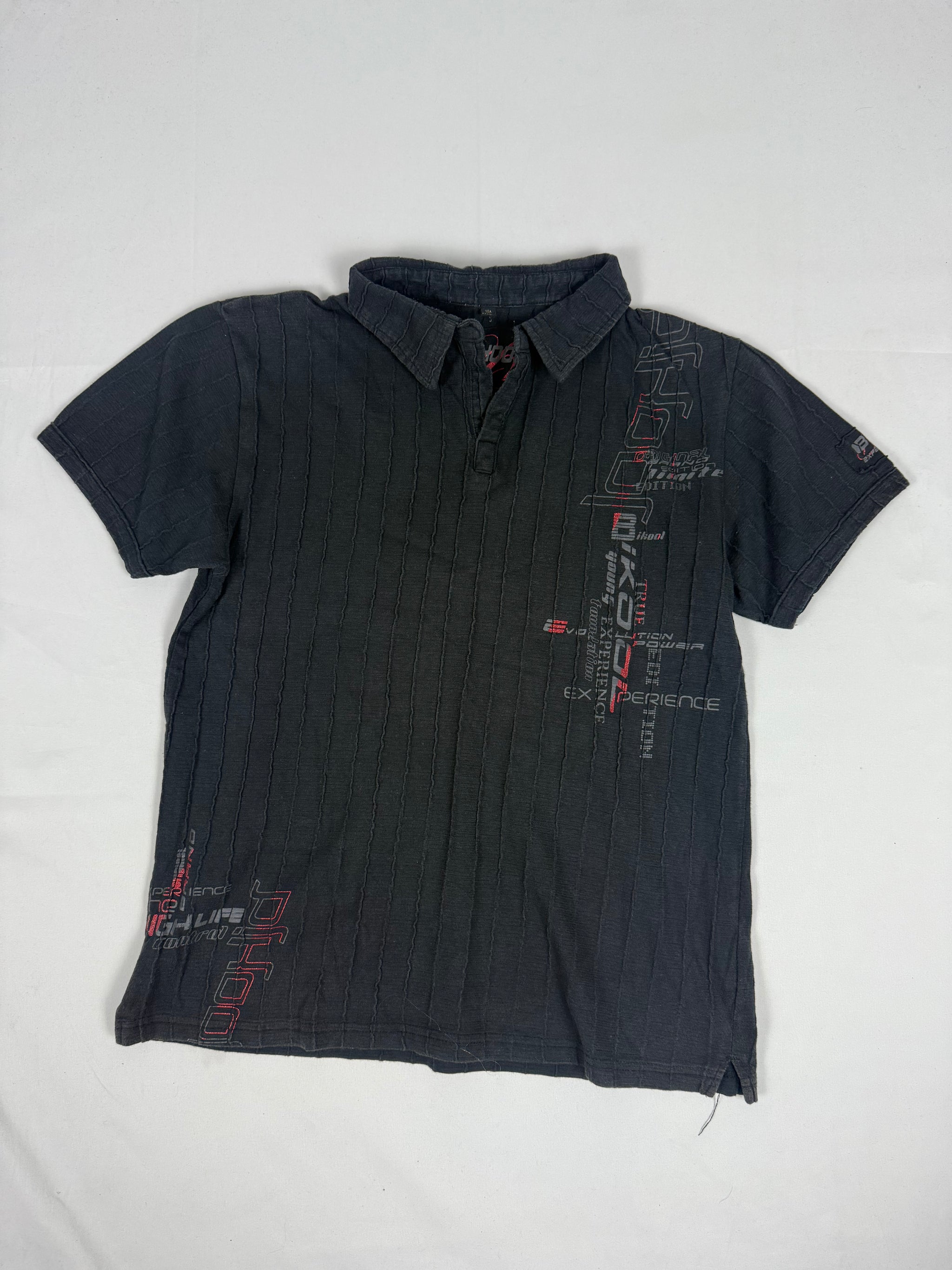 Black cotton polo tee (M)