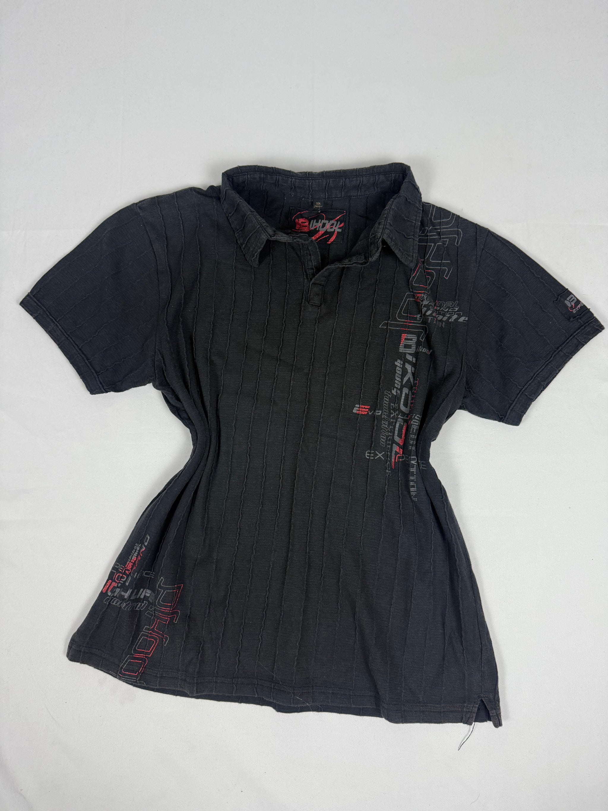 Black cotton polo tee (M)