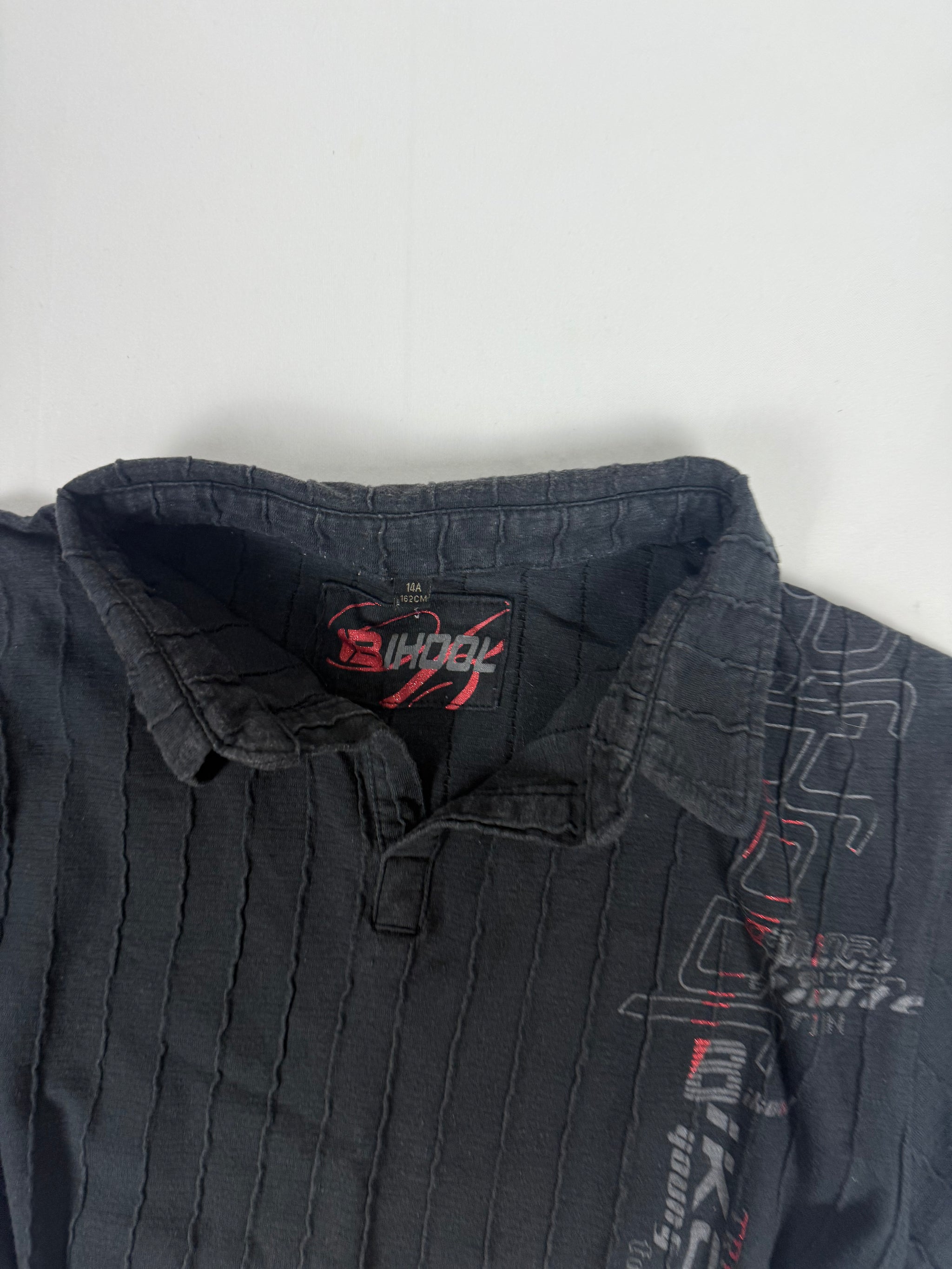 Black cotton polo tee (M)