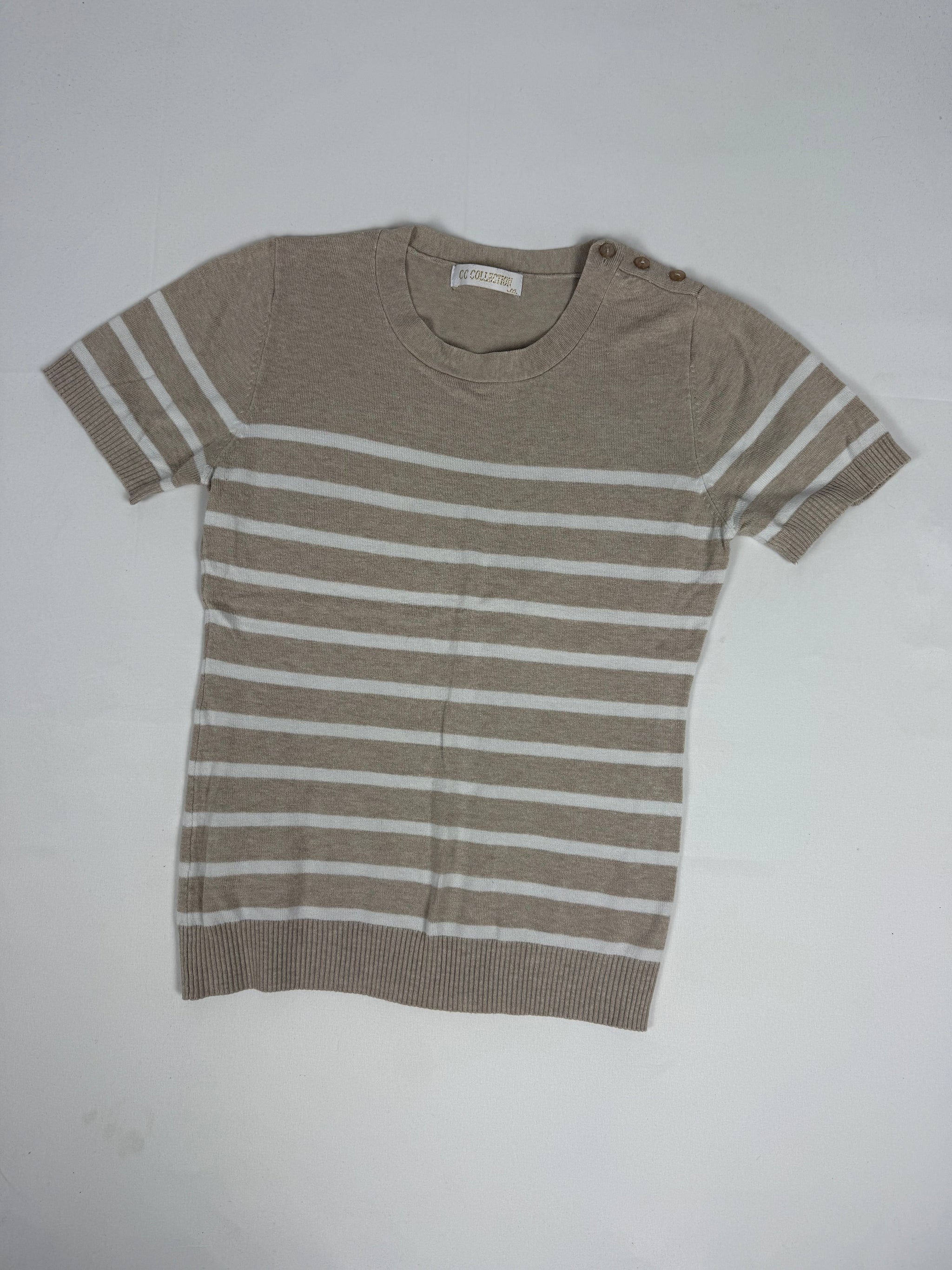 Beige striped short sleeves jumper (M)