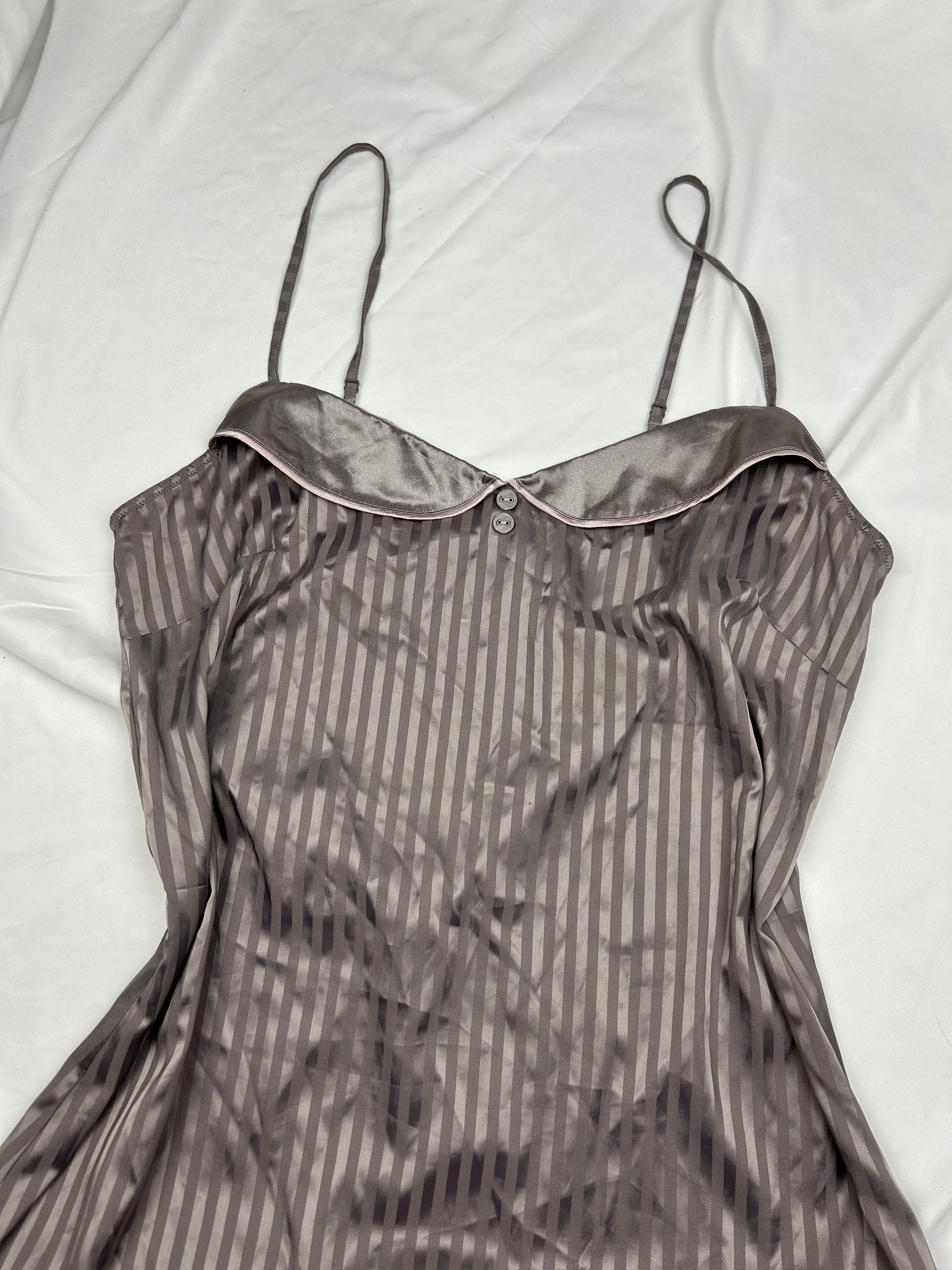 Brown silky babydoll mini dress (XL)
