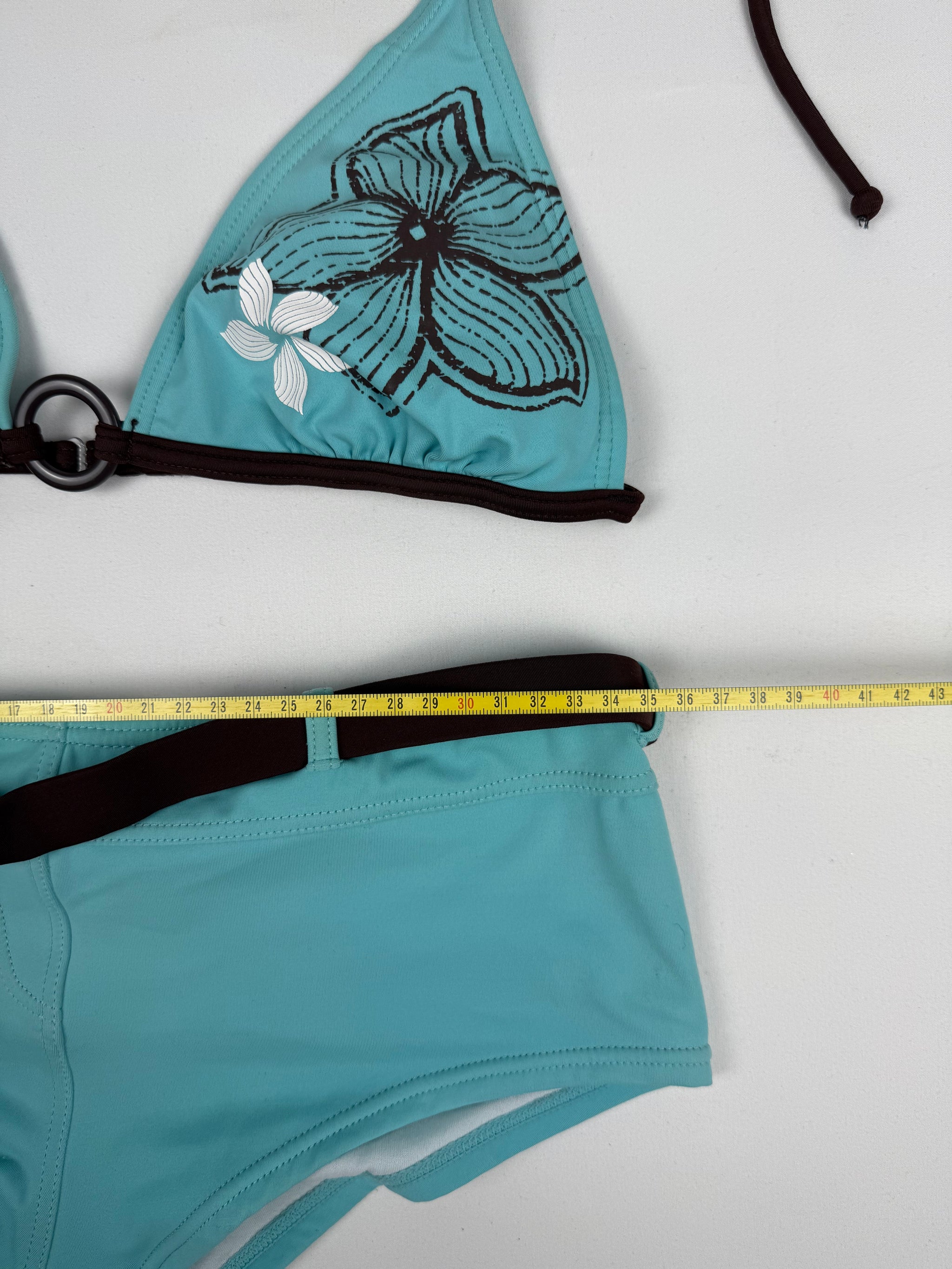 Blue floral shorty bikini set (S)