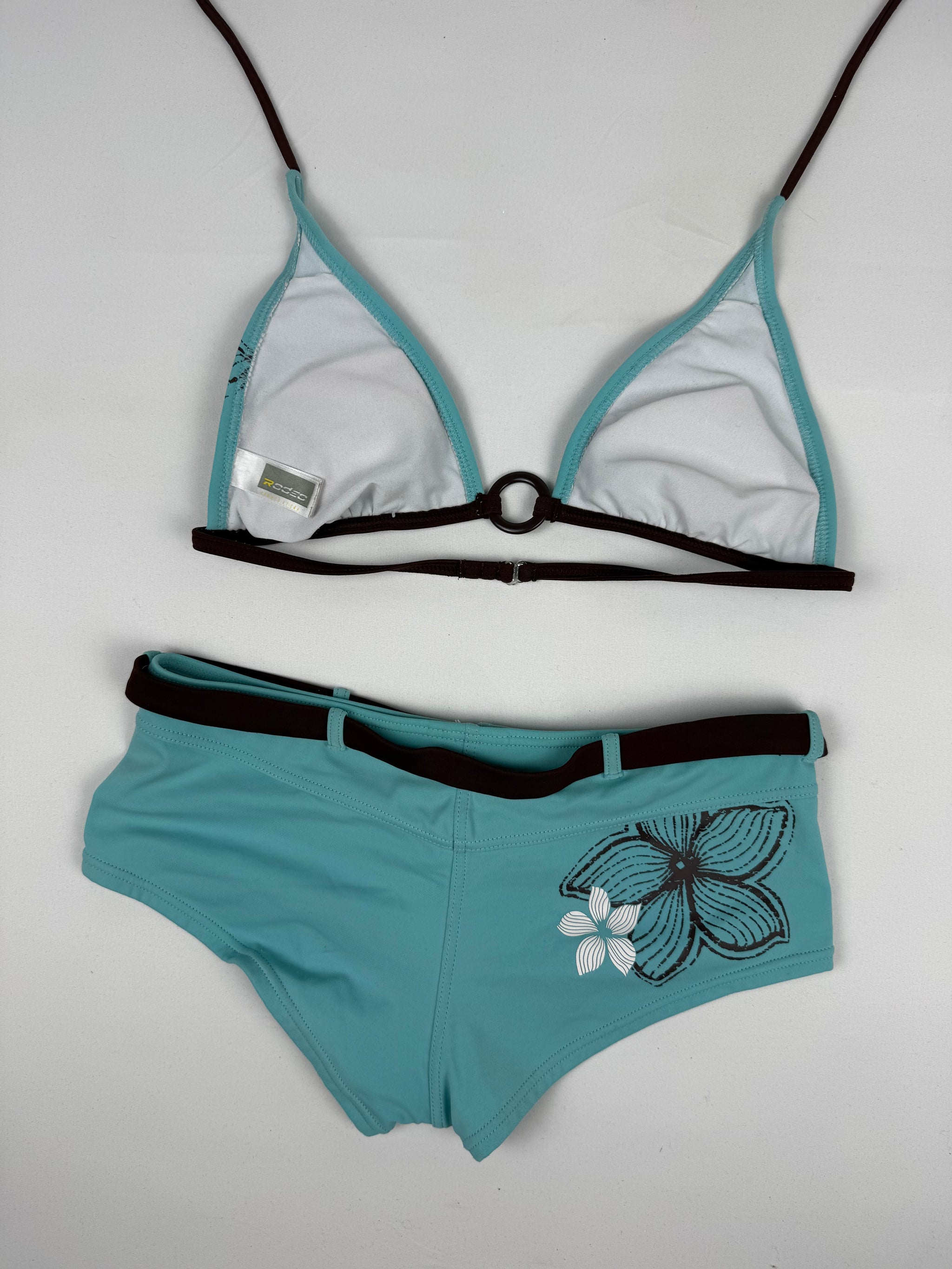 Blue floral shorty bikini set (S)