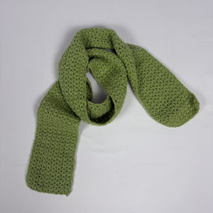 Green knitted winter scarf