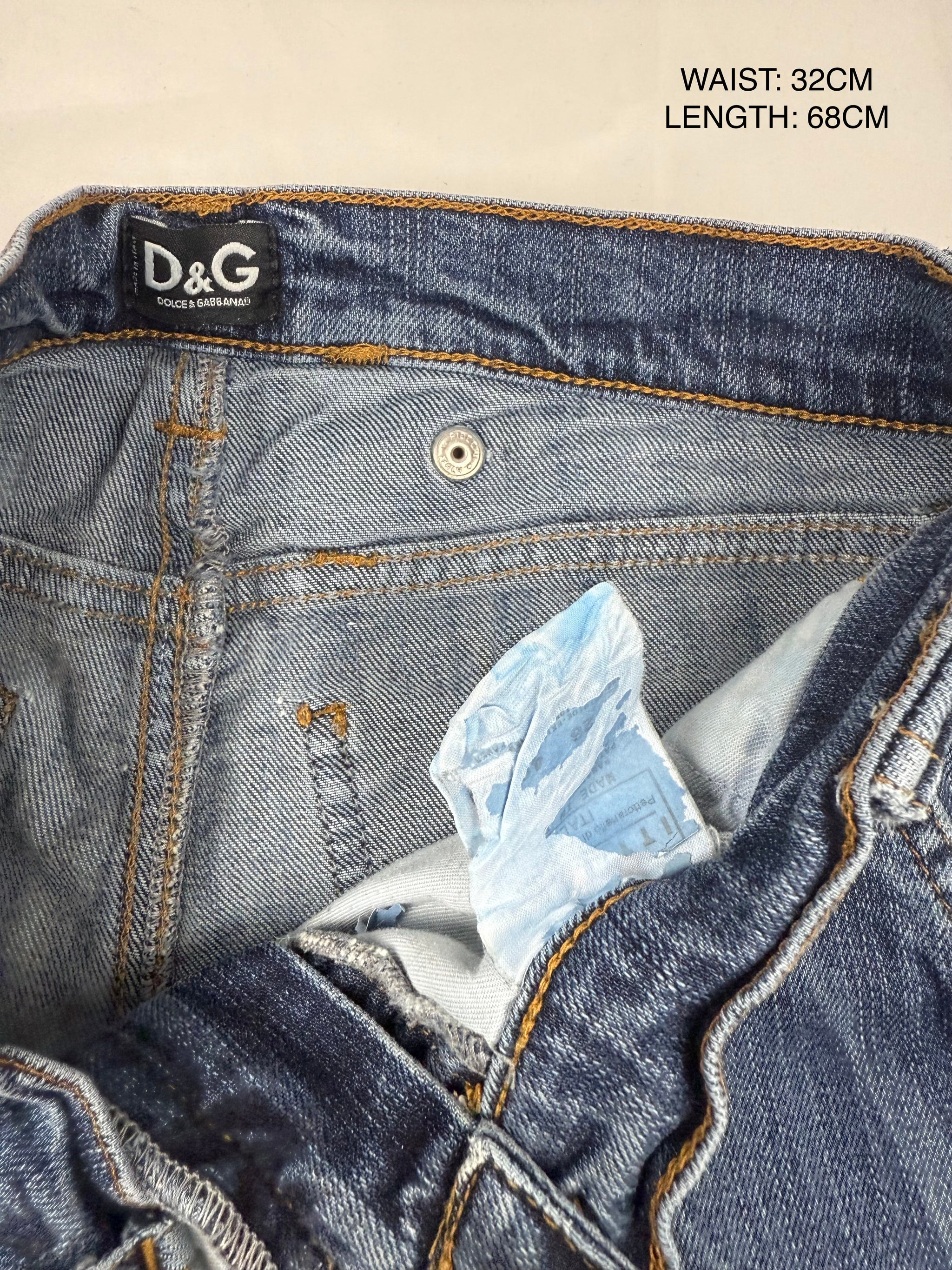 Blue denim low rise capri pants (XS)