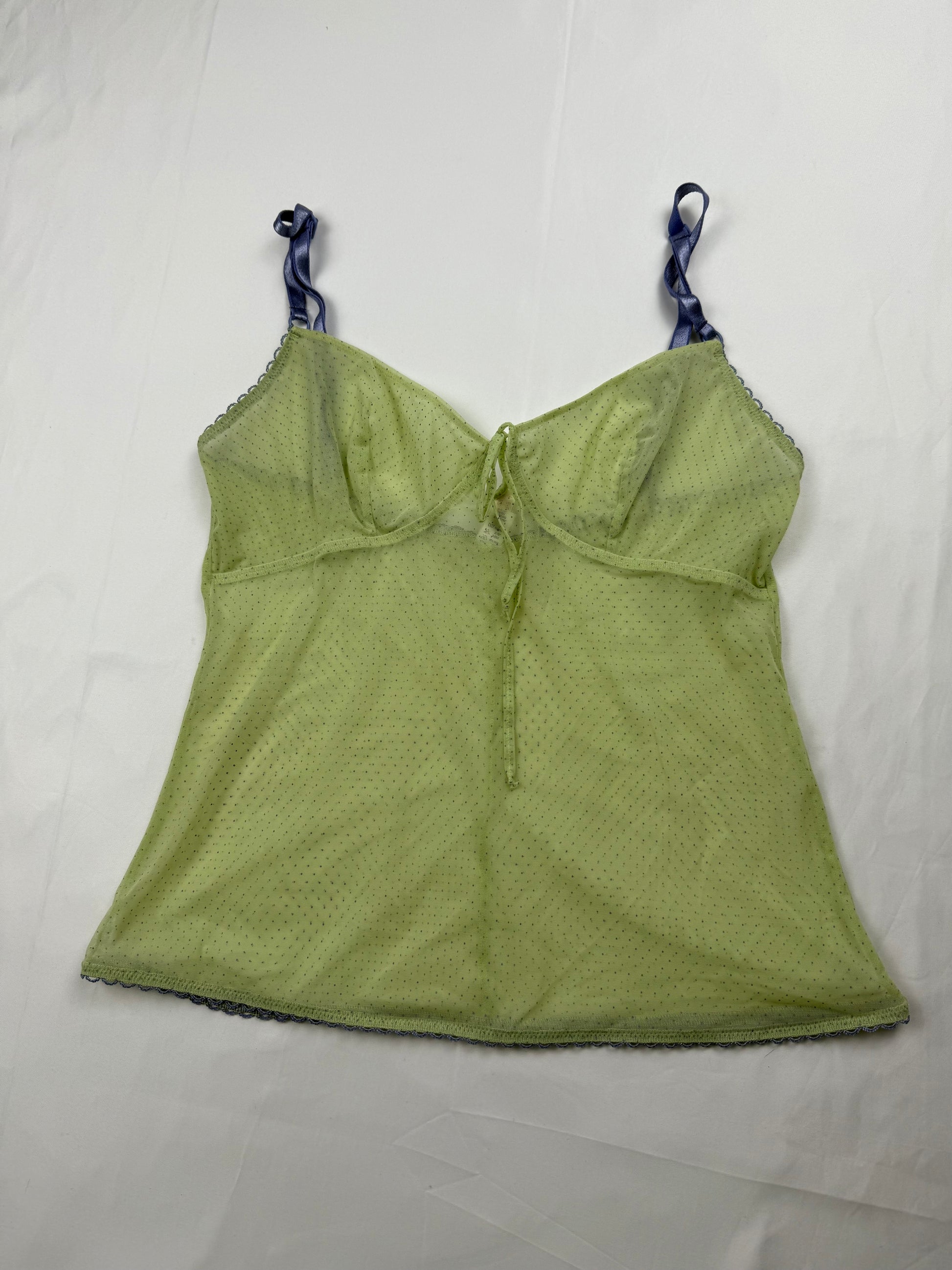 Green mesh babydoll cami top (S/M)