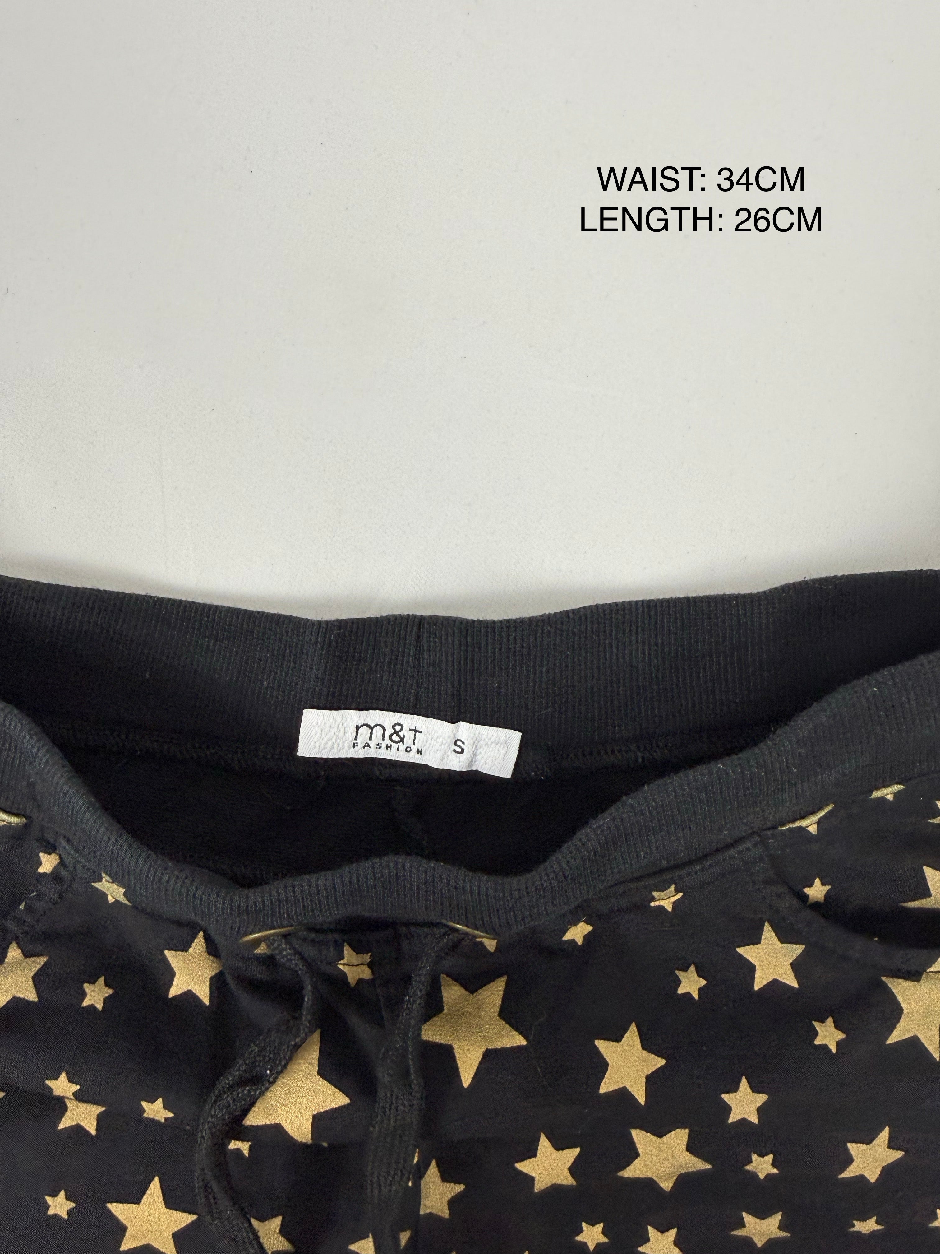 Black cotton stars print low rise mini short (S)
