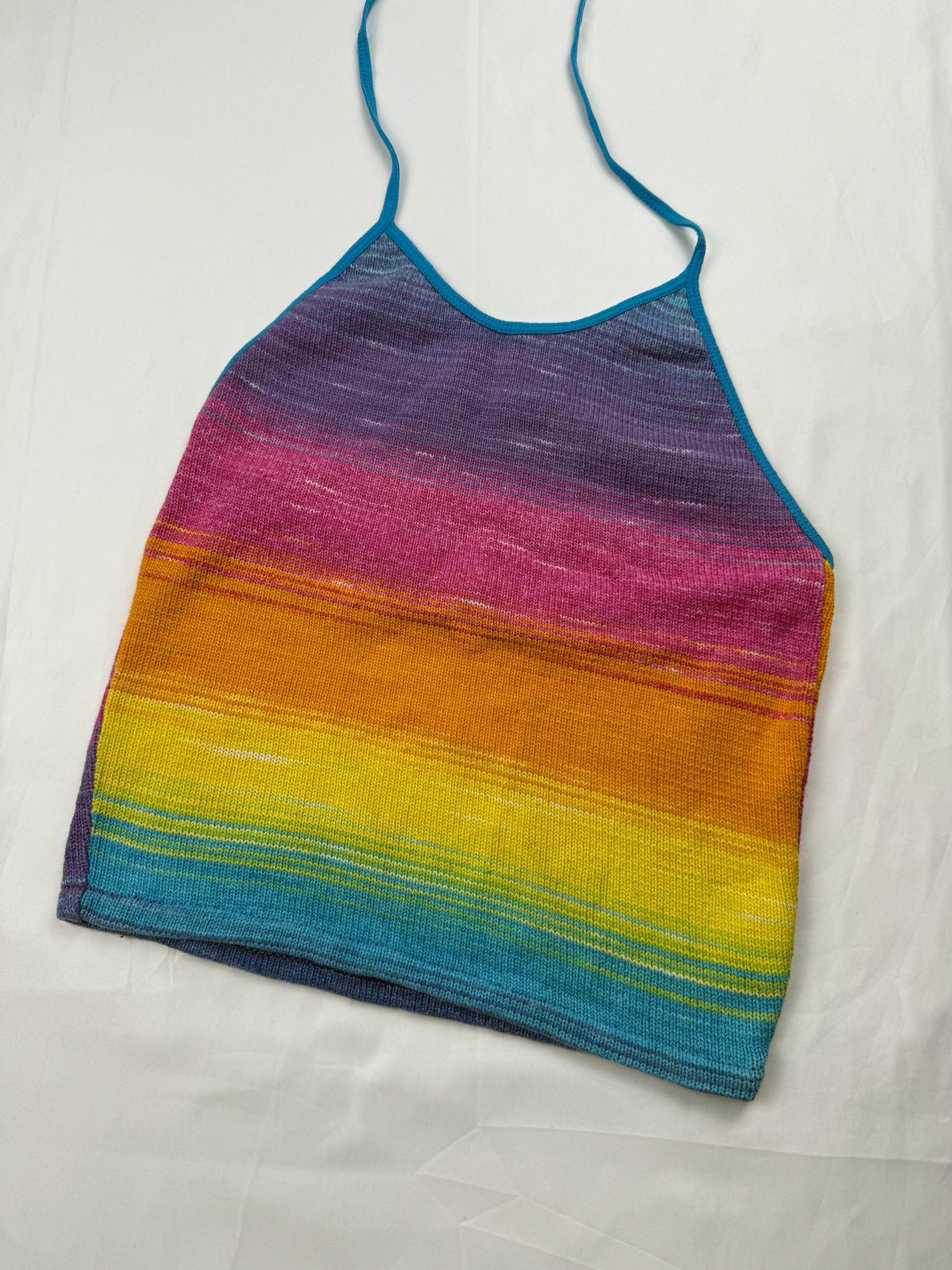 Multicolor knitted backless tie up top (S)