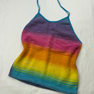 Multicolor knitted backless tie up top (S)
