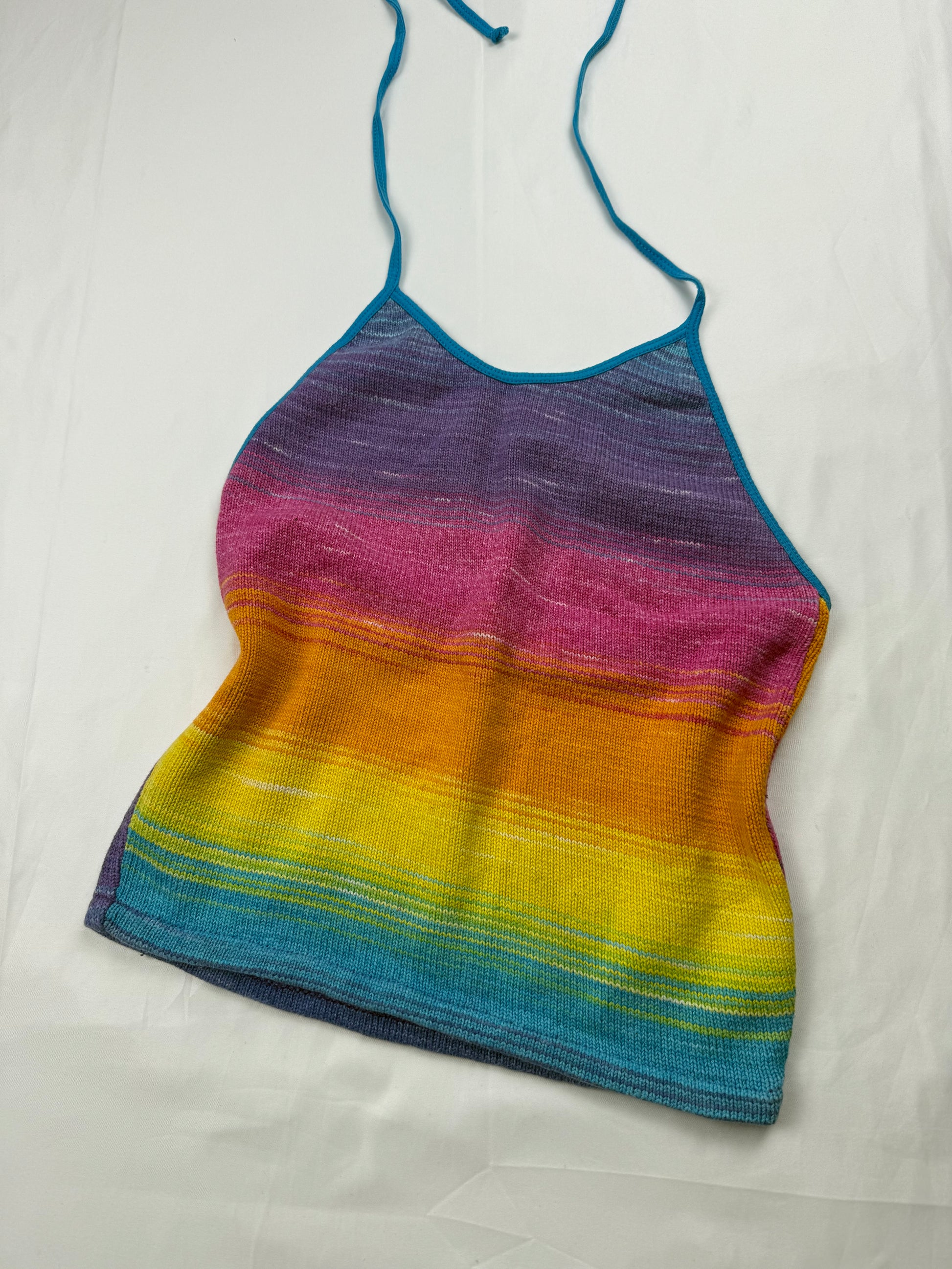 Multicolor knitted backless tie up top (S)