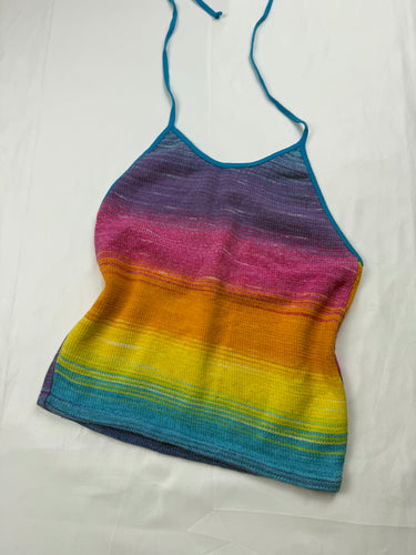 Multicolor knitted backless tie up top (S)