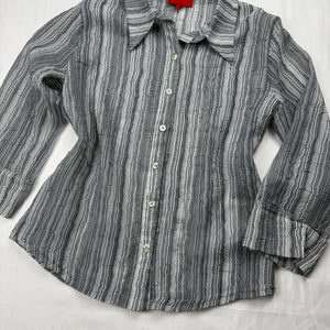 Grey striped mesh long sleeves shirt (L)