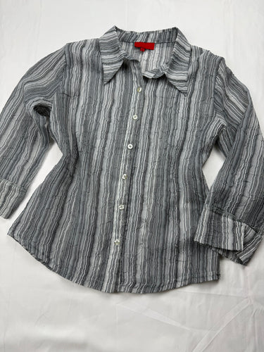Grey striped mesh long sleeves shirt (L)