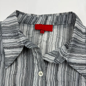 Grey striped mesh long sleeves shirt (L)