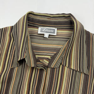 Khaki striped mesh long sleeves shirt (S/M)