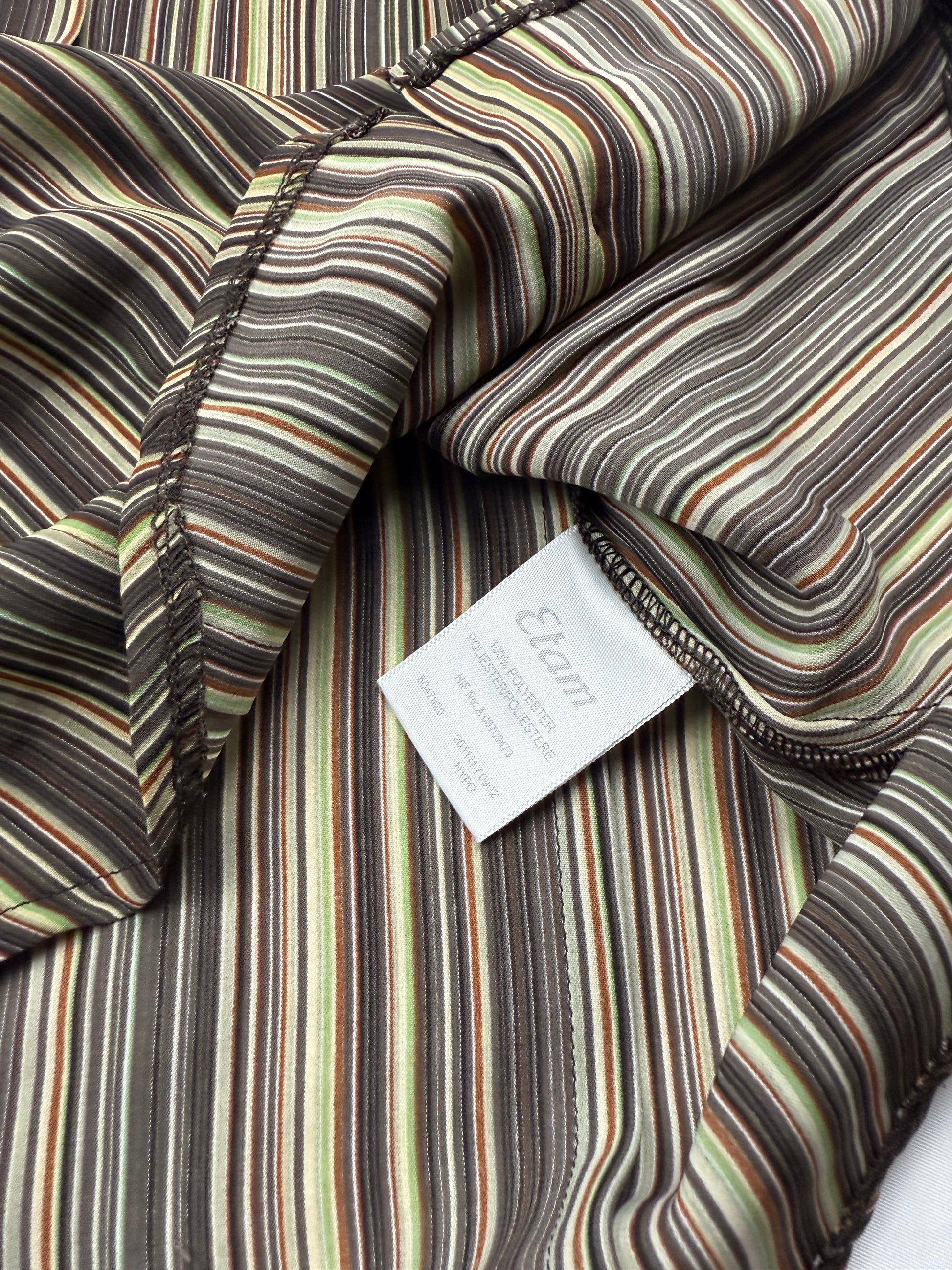 Khaki striped mesh long sleeves shirt (S/M)